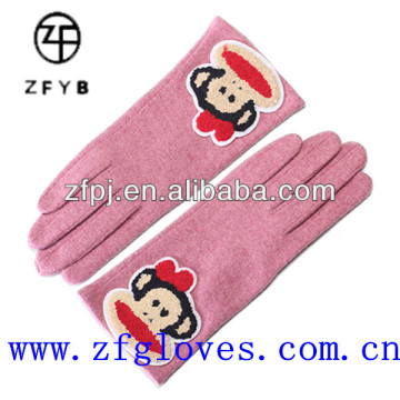 Guantes de lana de señora linda con bordado